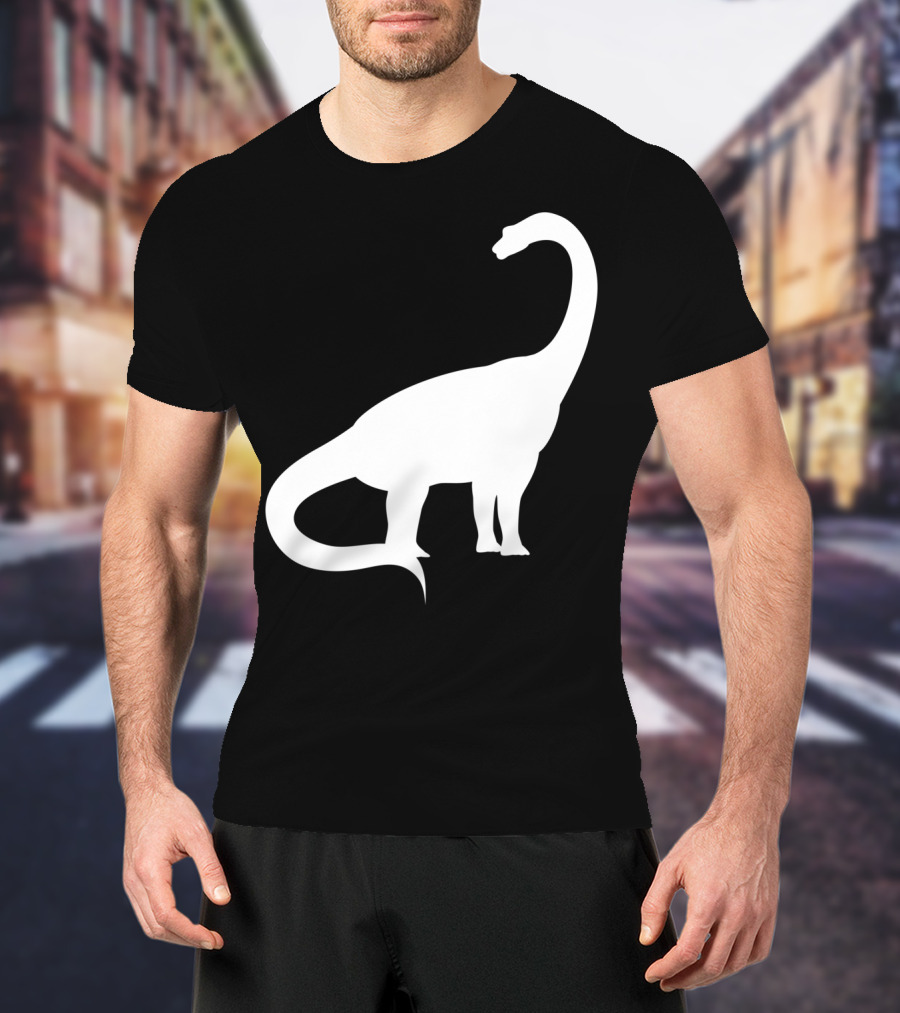 Retro Brachiosaurus Dinosaur Silhouette Classic Minimalist T-Shirt