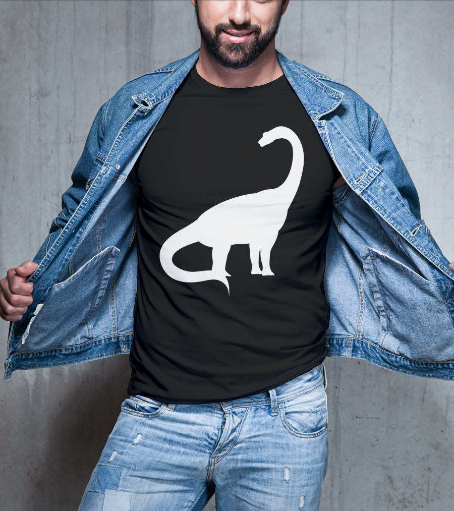 Retro Brachiosaurus Dinosaur Silhouette Classic Minimalist T-Shirt