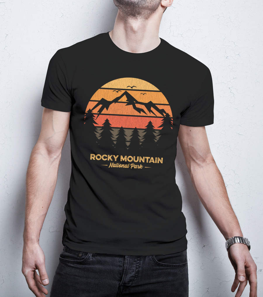Rocky Mountain National Park Vintage Sunset Mountain T-Shirt