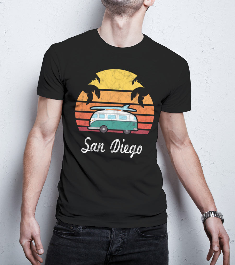 San Diego California Vintage Van Palm Sunset Souvenir T-Shirt