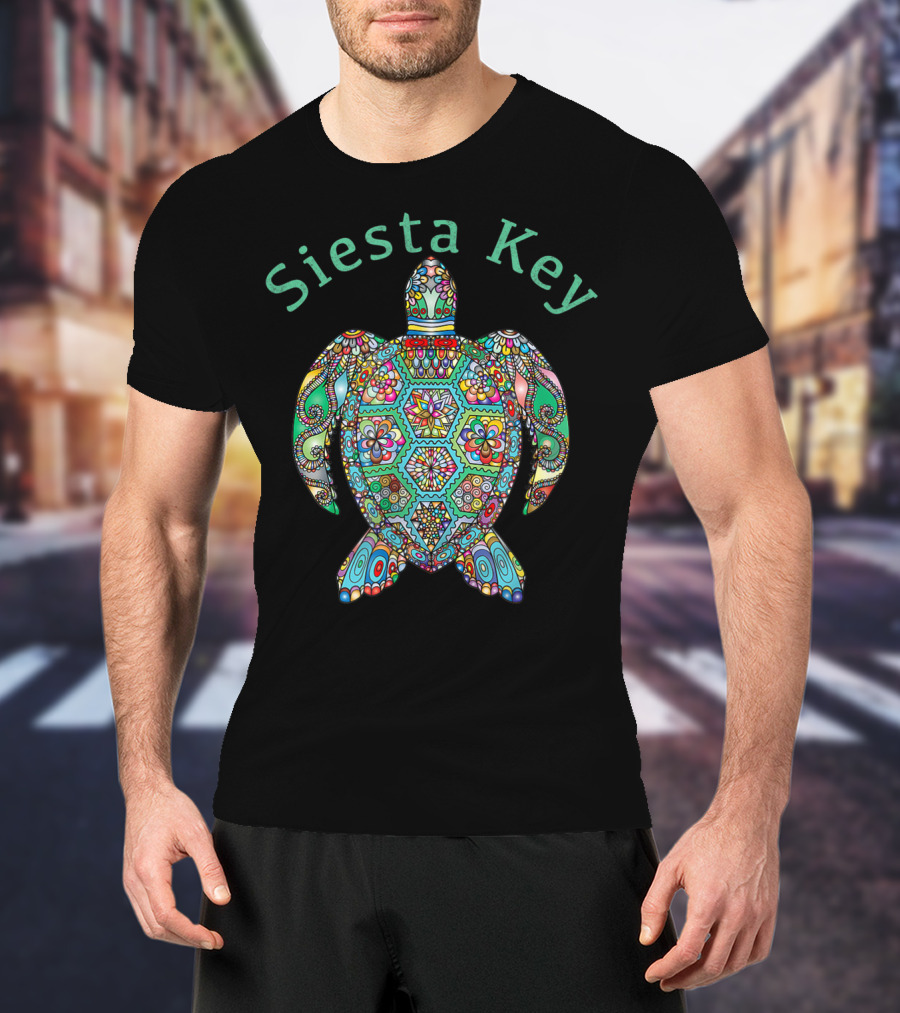 Siesta Key Vibrant Tribal Turtle T-Shirt