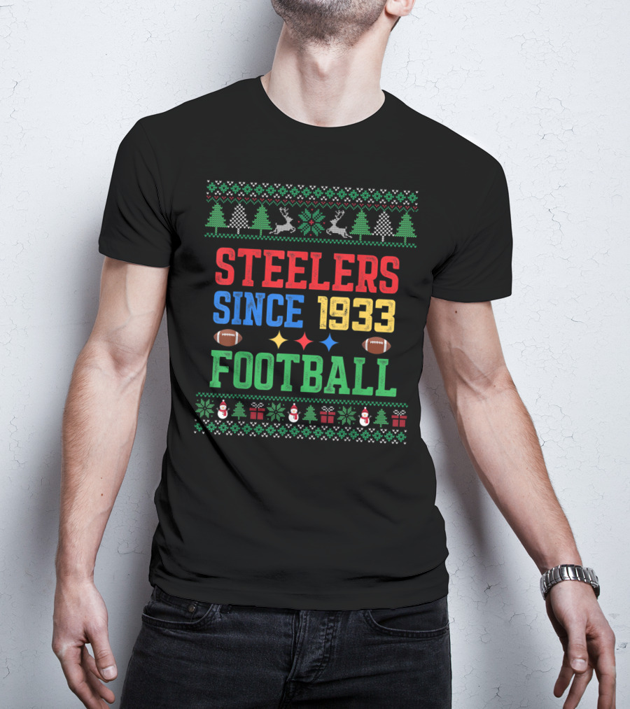 Steelers Ugly Christmas Football Since 1933 T-Shirt