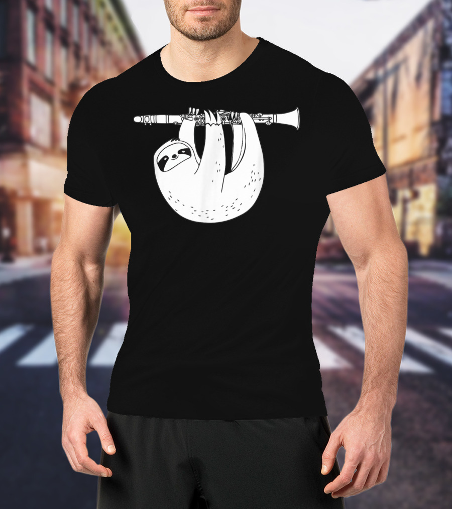 Sloth Hanging On Clarinet T-Shirt