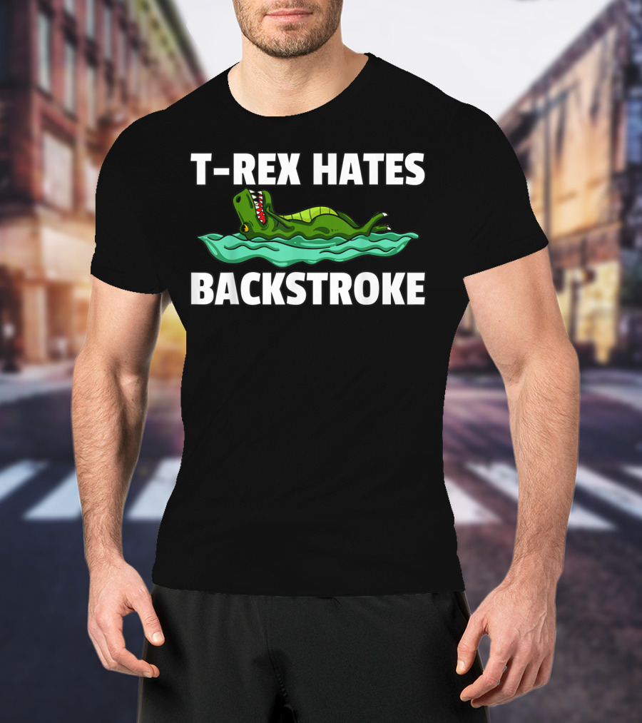 T Rex Hates Backstroke Dinosaur In Pool T-Shirt