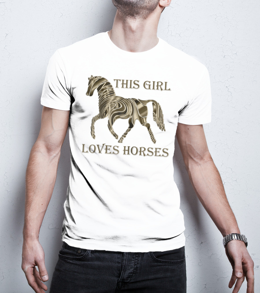 This Girl Loves Horses 3D Metallic Horse T-Shirt