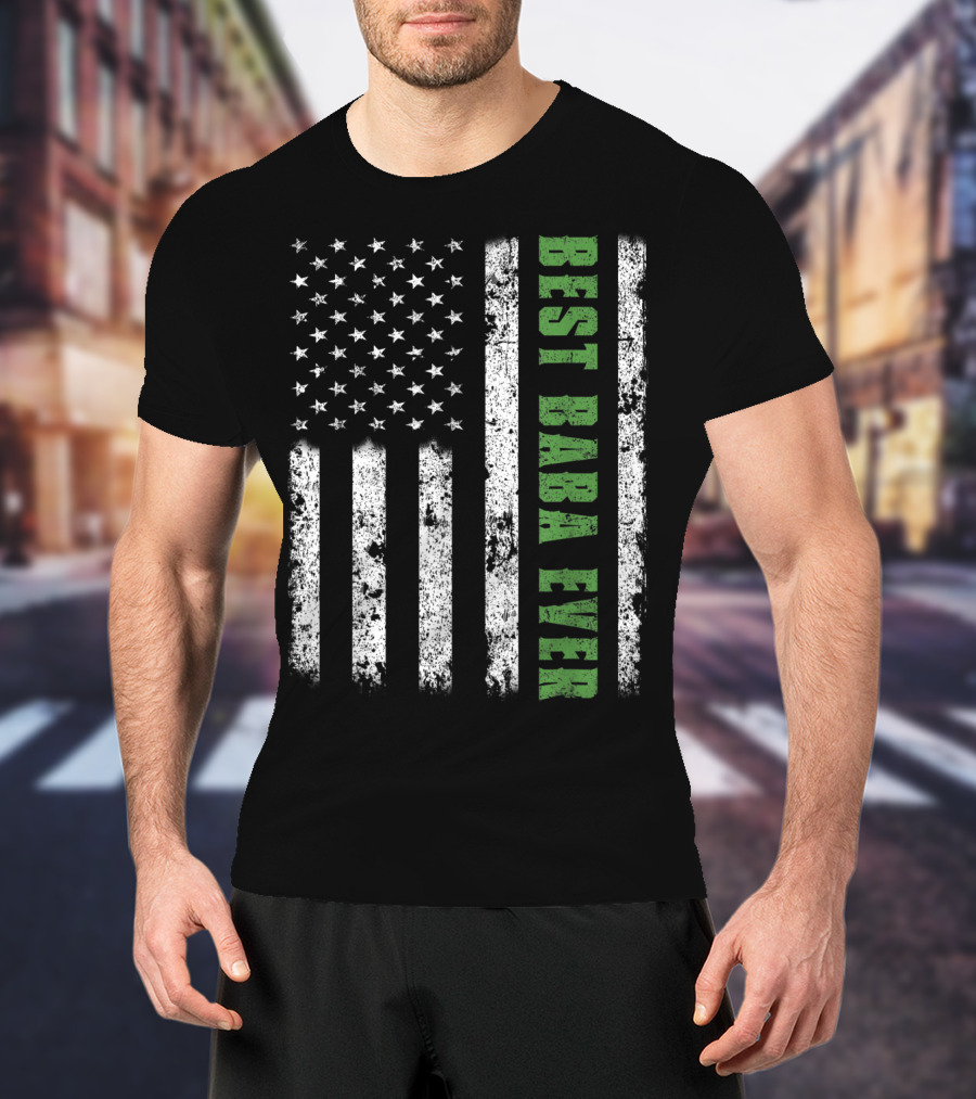 Best Baba Ever American Flag Papa Father USA T-Shirt