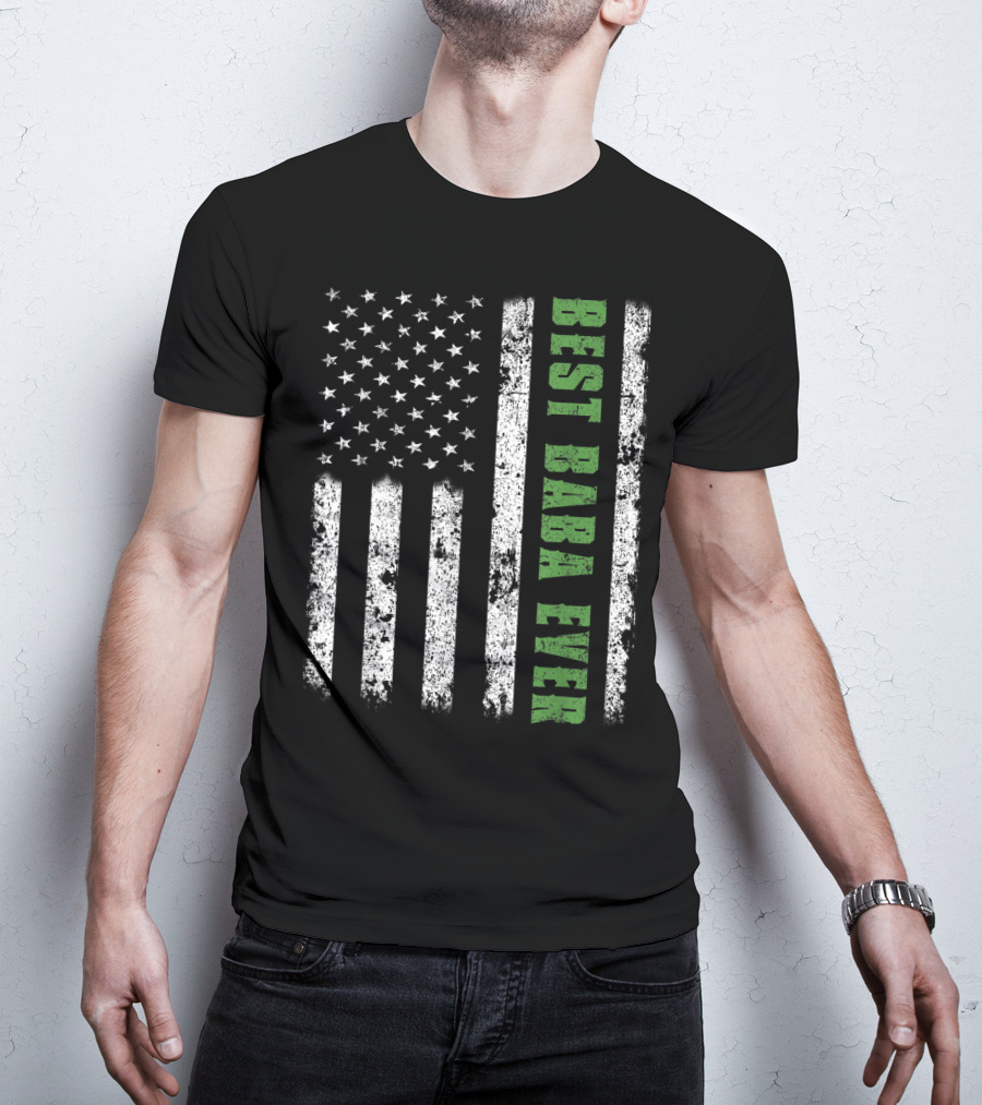 Best Baba Ever American Flag Papa Father USA T-Shirt