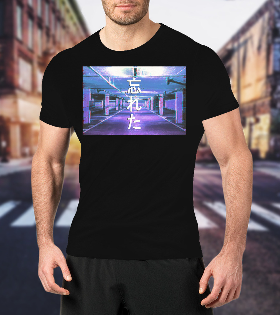 Forgotten Vaporwave Aesthetic Underground Parking Scene Japanese Text T-Shirt