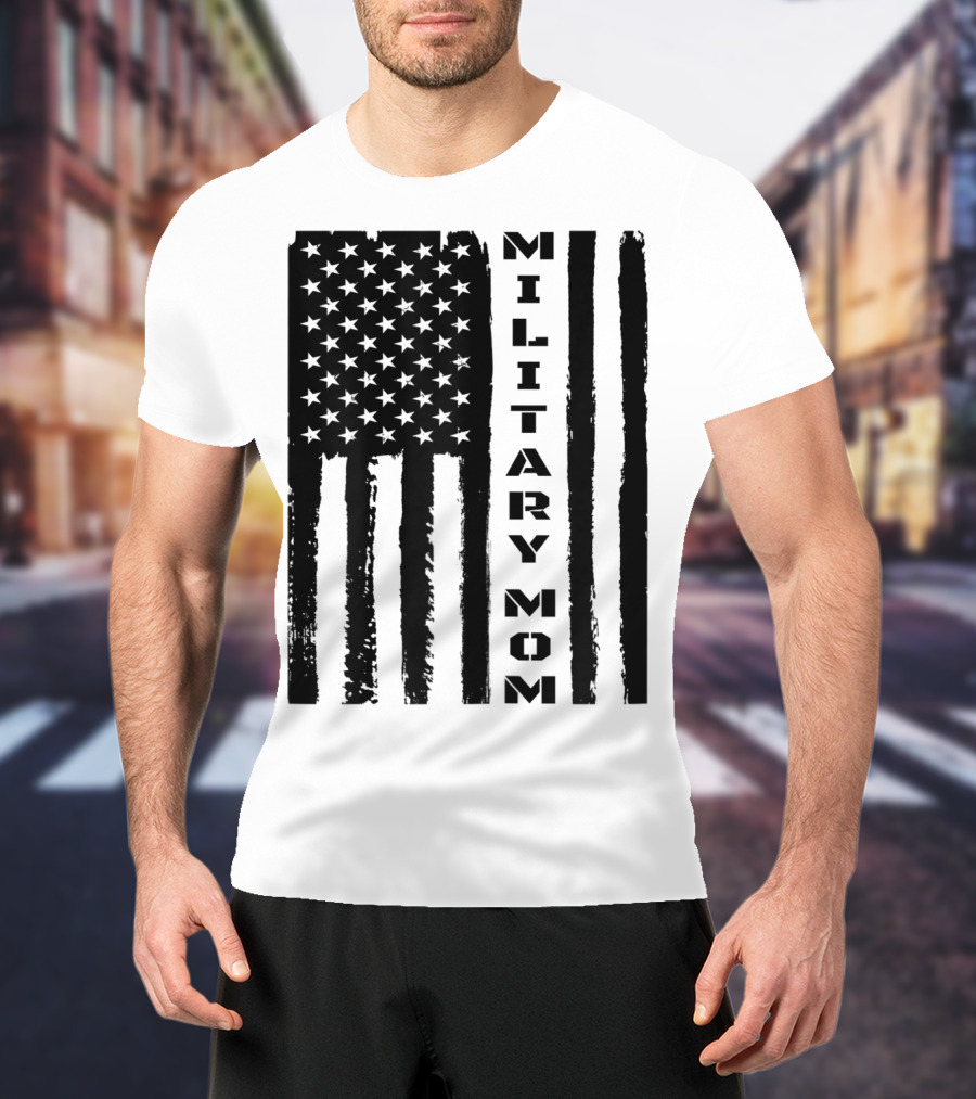 Military Mom American Flag Veteran's Pride T-Shirt