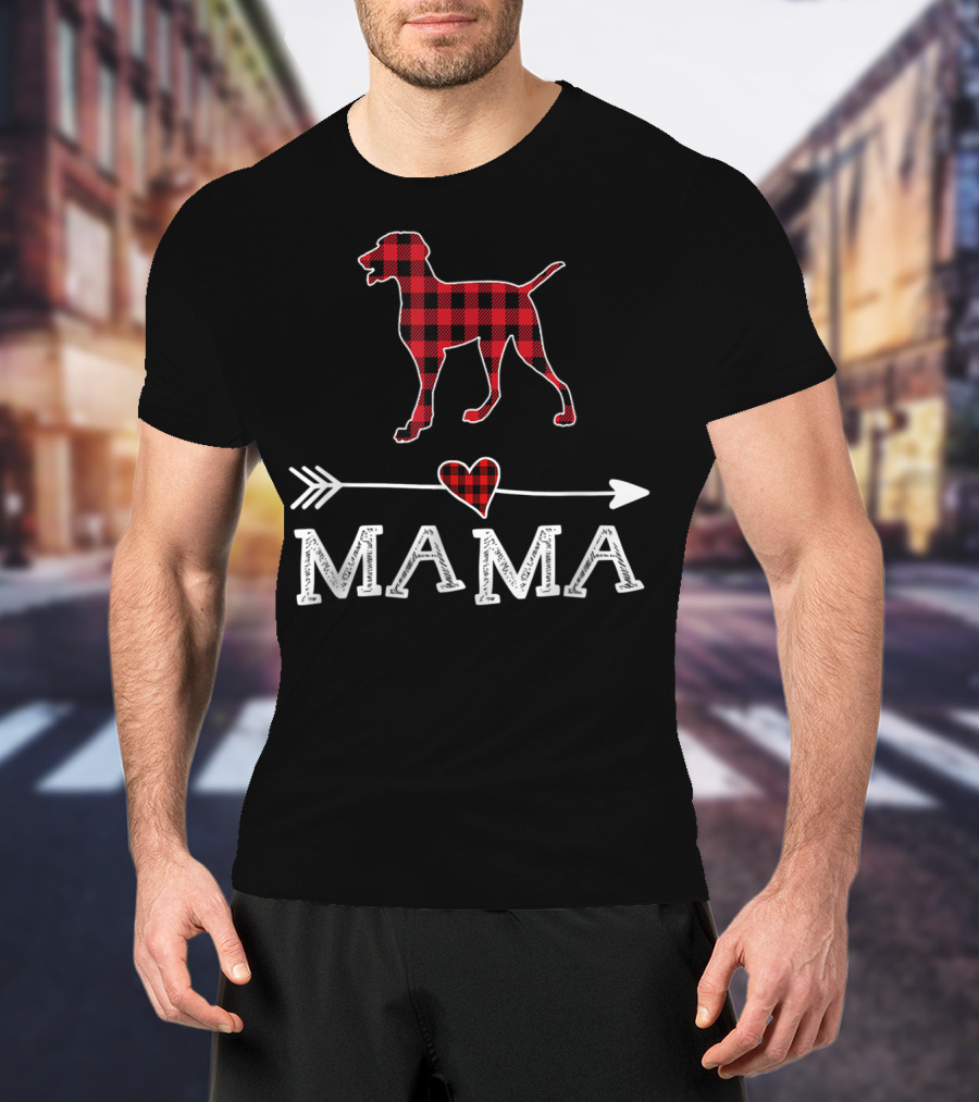 Red Plaid Weimaraner Heart Mama Dog Arrow T-Shirt