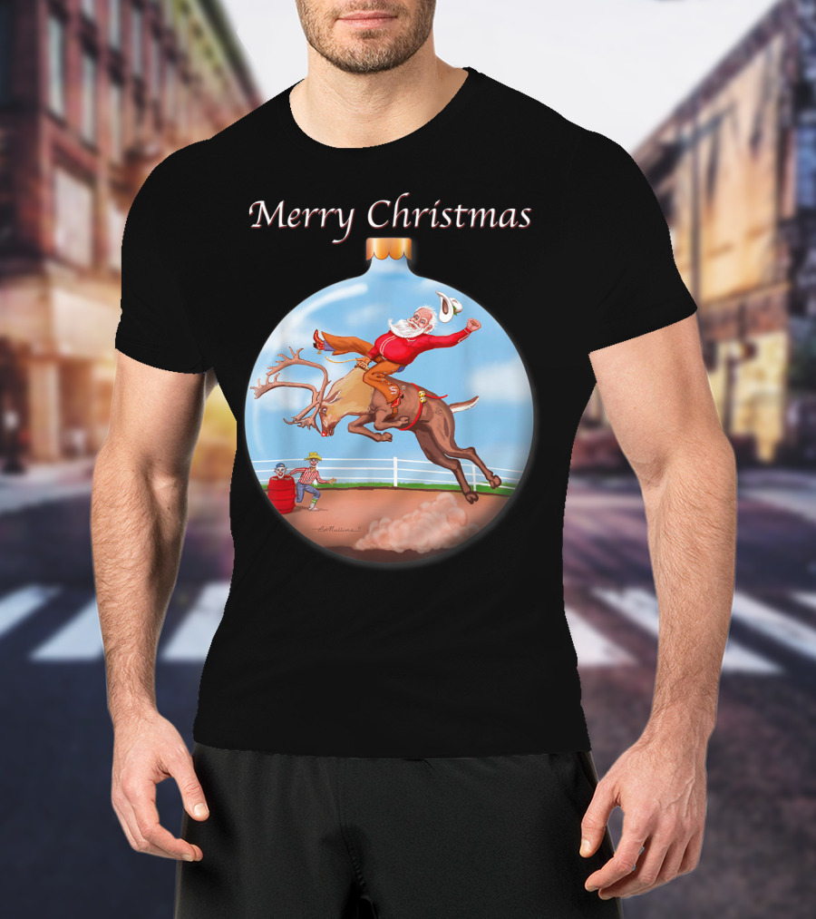 Merry Christmas Santa Claus Riding Rudolph T-Shirt