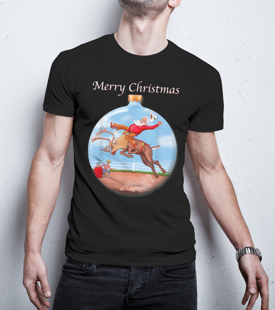 Merry Christmas Santa Claus Riding Rudolph T-Shirt