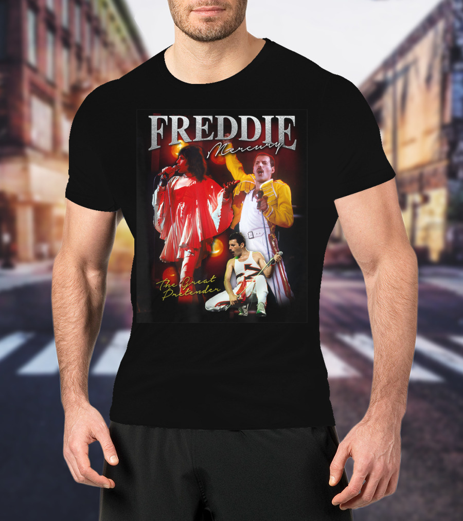 Freddie Mercury The Great Pretender Concert Image Montage T-Shirt