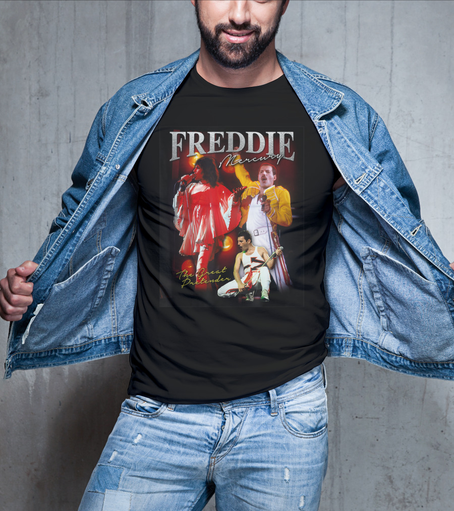 Freddie Mercury The Great Pretender Concert Image Montage T-Shirt