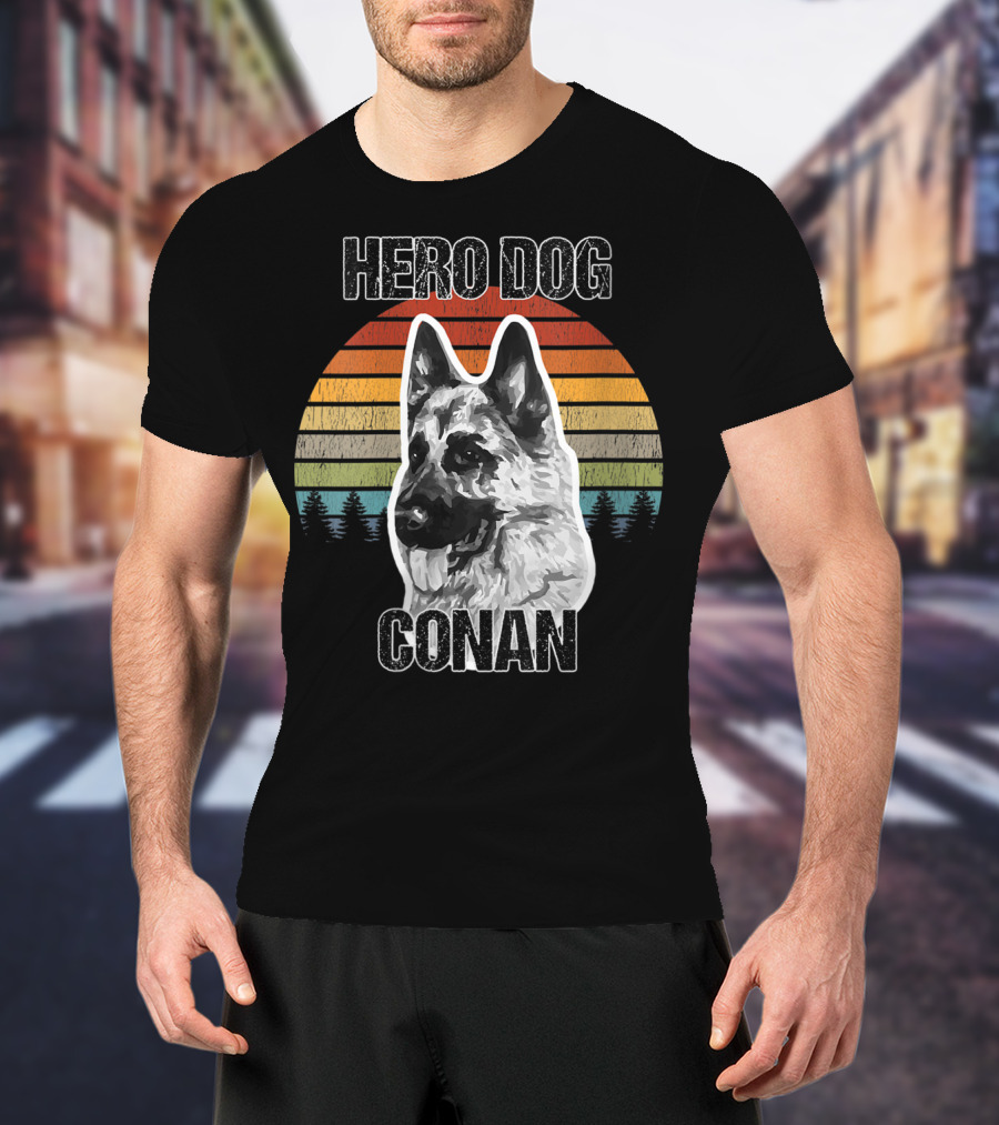 Hero Dog Conan Vintage Style Sunset Stripes T-Shirt