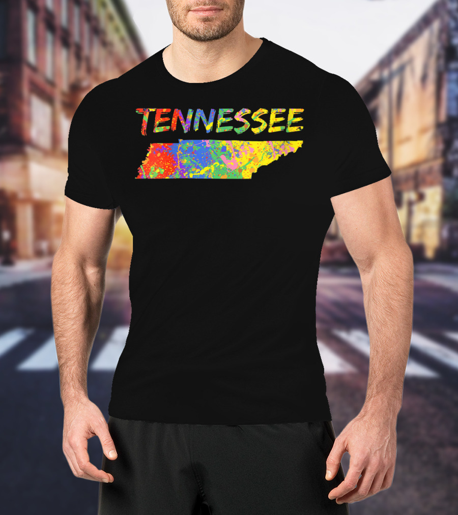 Tennessee Colorful State Outline Brush Stroke T-Shirt