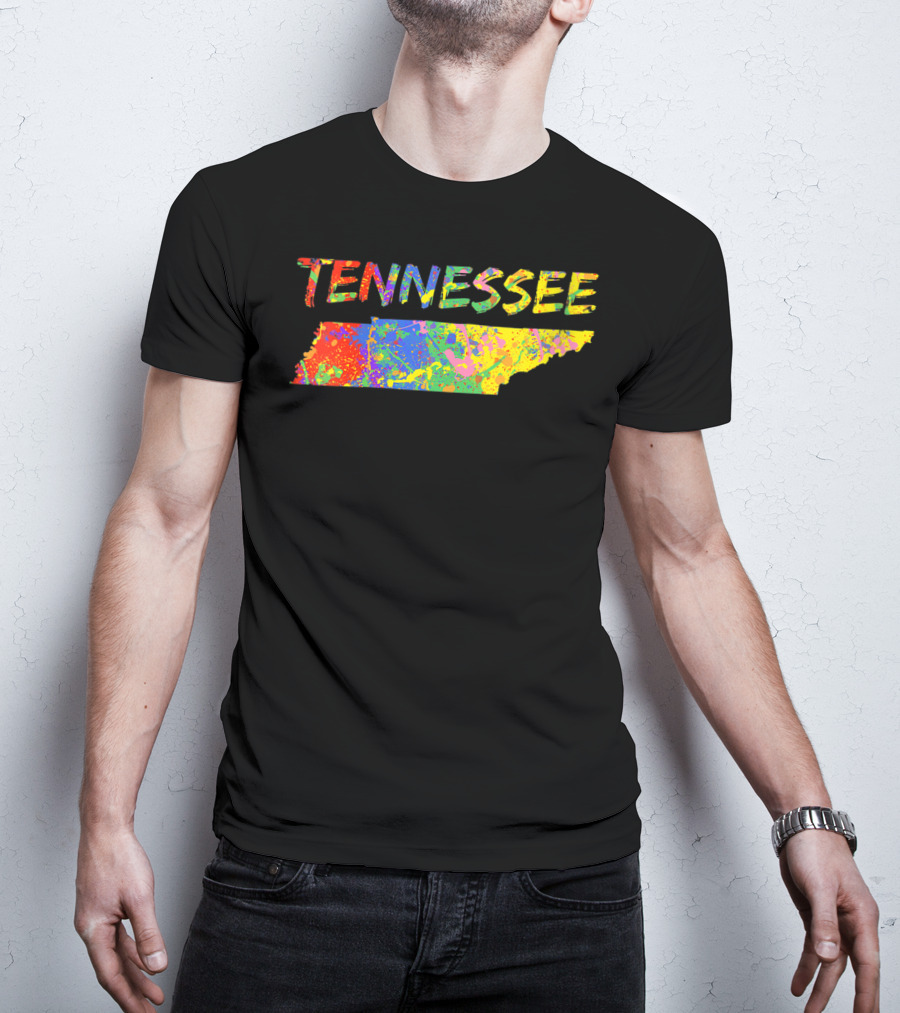 Tennessee Colorful State Outline Brush Stroke T-Shirt