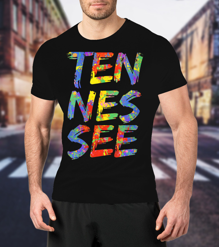 Tennessee Colorful Rainbow Splatter Tn T-Shirt