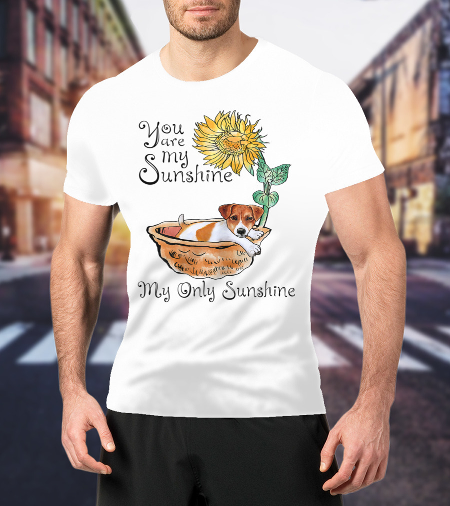 You Are My Sunshine My Only Sunshine Jack Russell In Basket With Sunflower T-Shirt