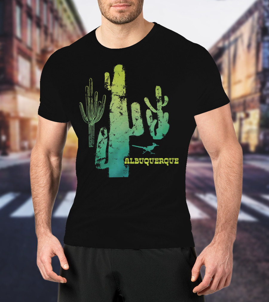 Albuquerque New Mexico Desert Cactus And Roadrunner T-Shirt
