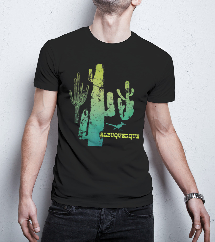Albuquerque New Mexico Desert Cactus And Roadrunner T-Shirt