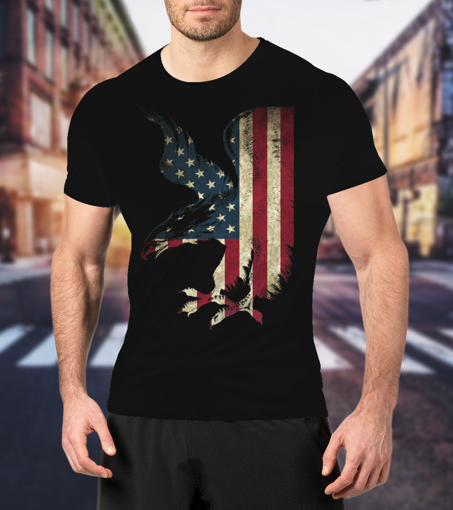 American Patriot Freedom Bald Eagle USA Flag T-Shirt
