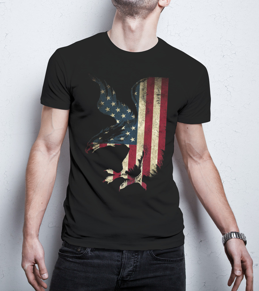 American Patriot Freedom Bald Eagle USA Flag T-Shirt