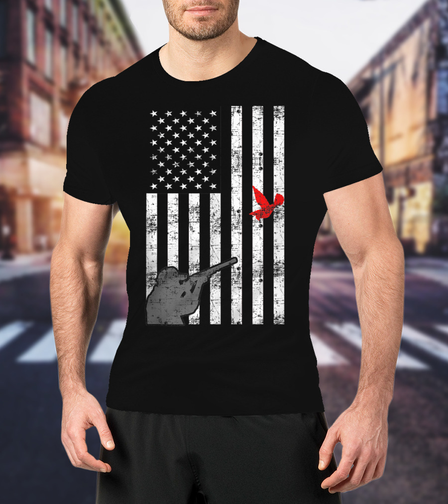 American Flag Bird Hunter Trapping USA Loyal Hunter T-Shirt