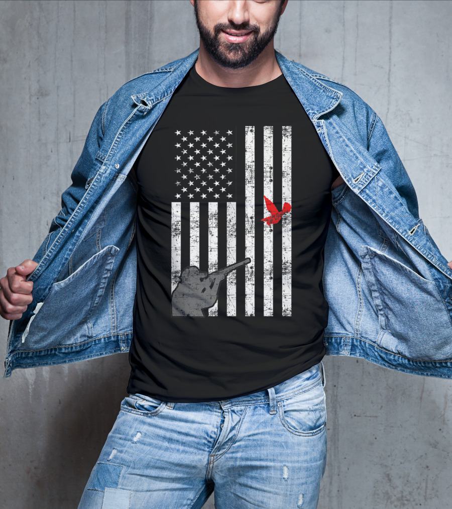American Flag Bird Hunter Trapping USA Loyal Hunter T-Shirt