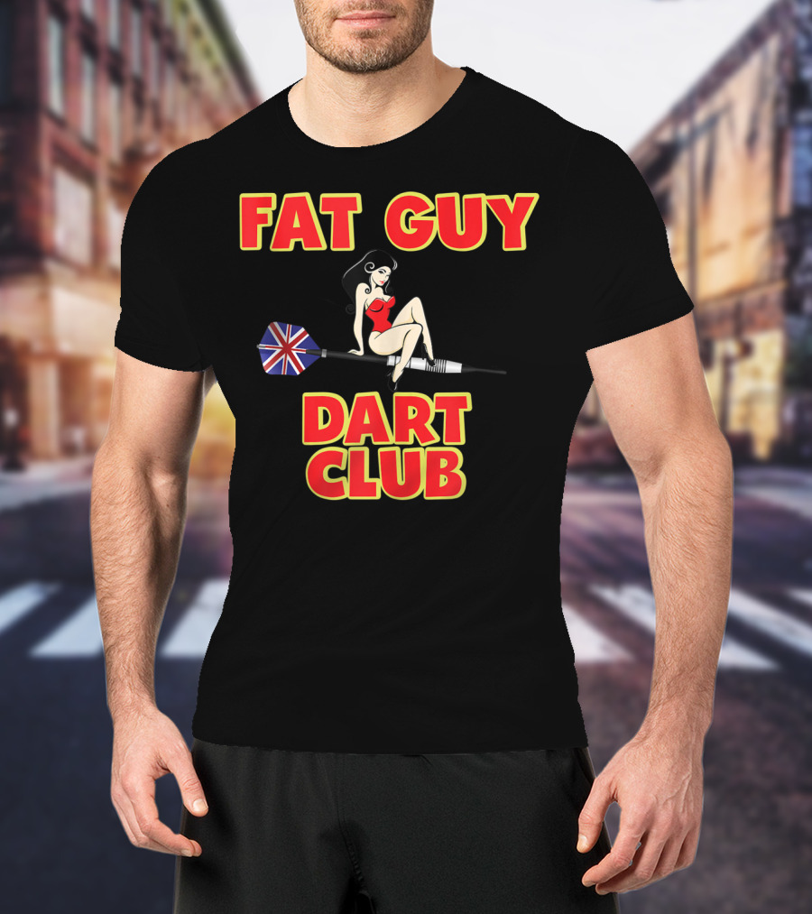 Fat Guy Dart Club Funny Darts Bar Games UK Union Jack T-Shirt