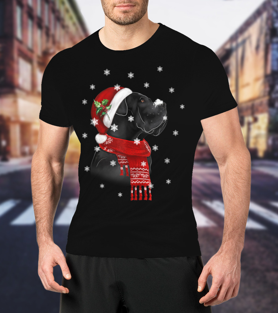 Cane Corso Christmas Tree Xmas For Cane Corso With Santa Hat And Snowflakes T-Shirt