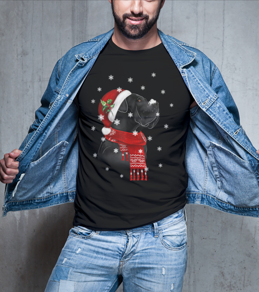 Cane Corso Christmas Tree Xmas For Cane Corso With Santa Hat And Snowflakes T-Shirt