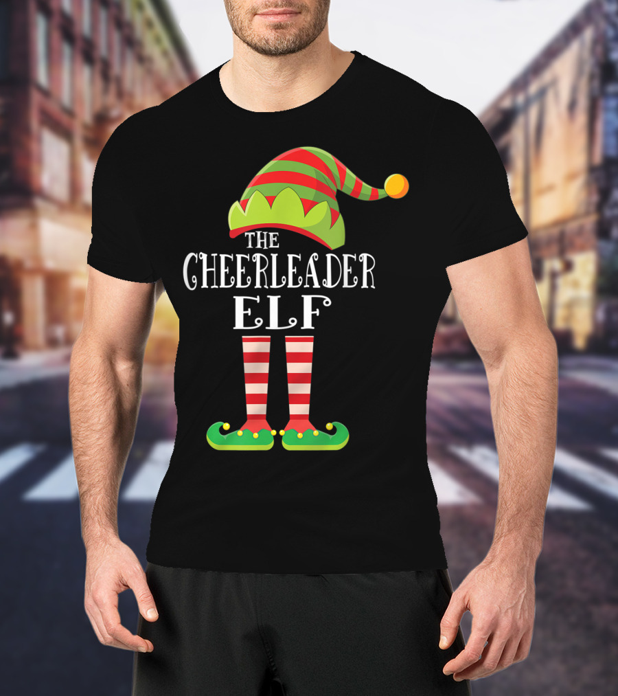 The Cheerleader Elf Matching Family Group Festive Holiday T-Shirt