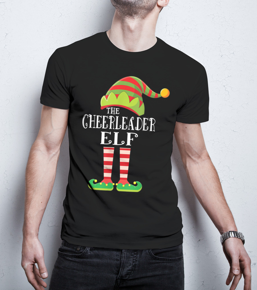 The Cheerleader Elf Matching Family Group Festive Holiday T-Shirt