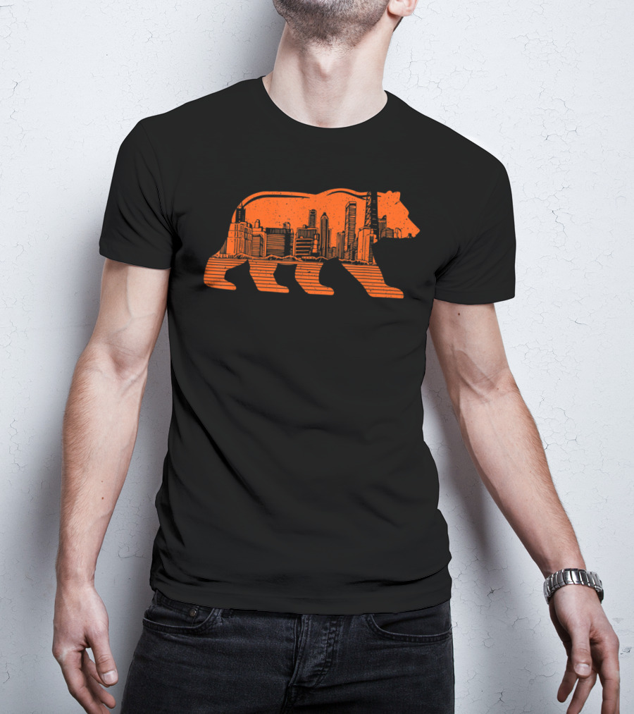 Chicago Football Bear Skyline Orange T-Shirt