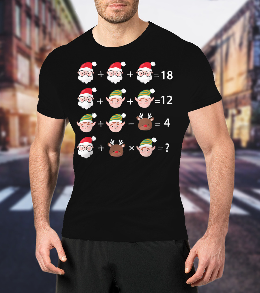 Christmas Math Quiz Santa Claus Elf Reindeer Equation T-Shirt