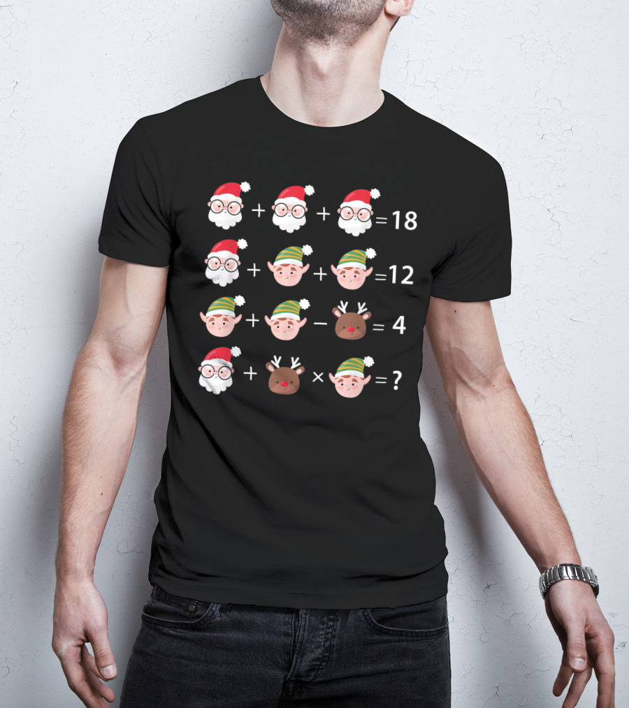 Christmas Math Quiz Santa Claus Elf Reindeer Equation T-Shirt