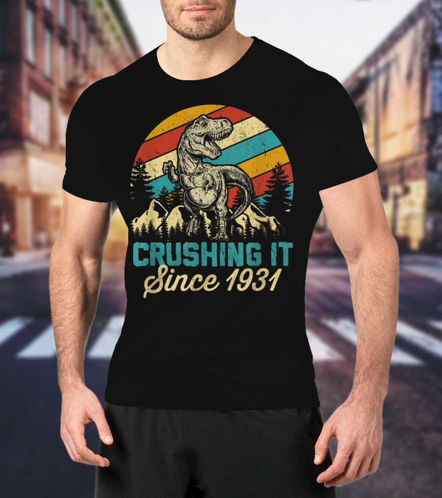 Crushing It Since 1931 Dinosaur 89Th Years Old Birthday Boy T-Shirt