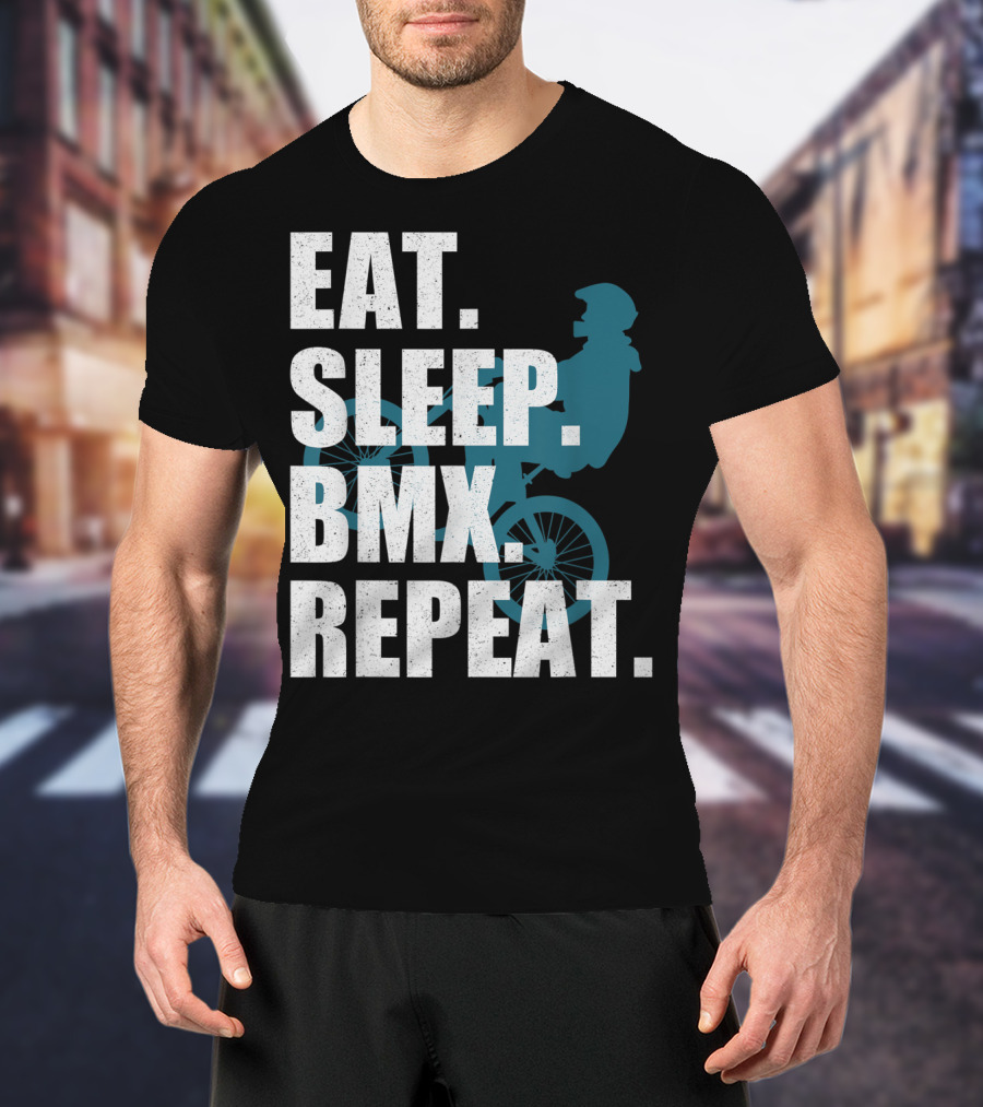 Eat Sleep BMX Repeat Funny Vintage BMX Rider T-Shirt