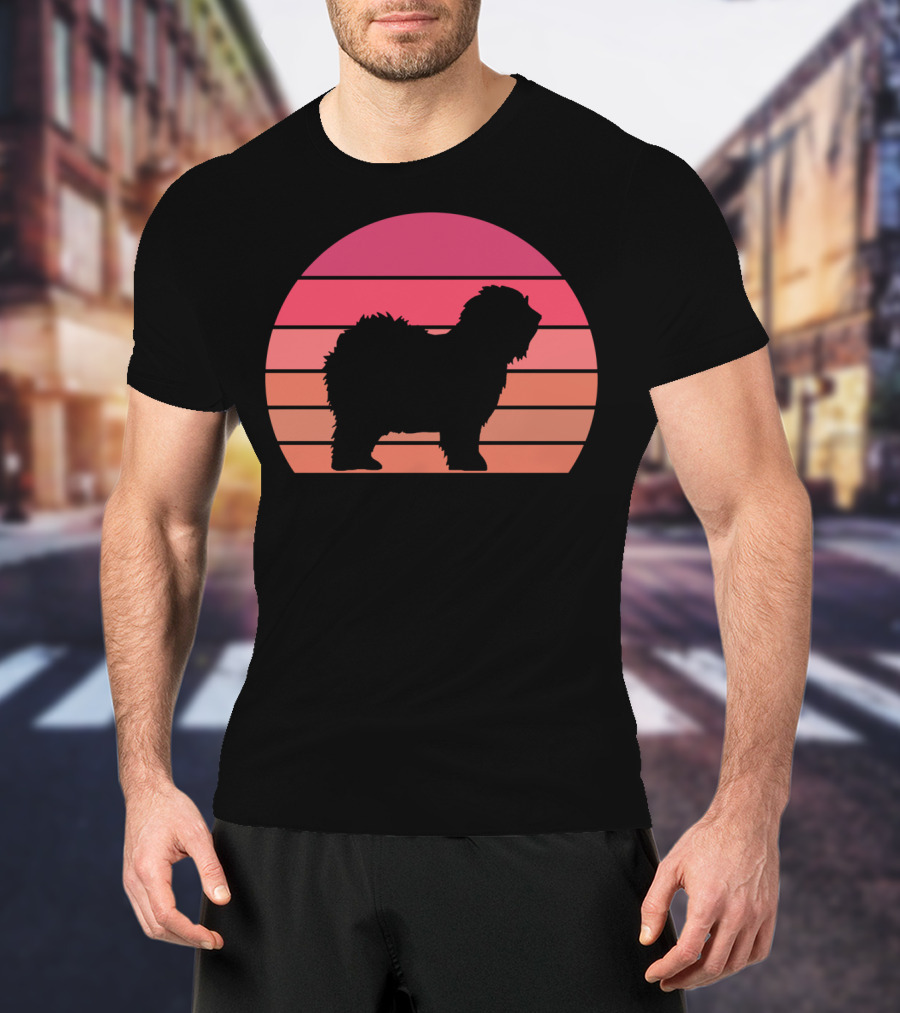 English Sheepdog Cool Vintage Sunset T-Shirt