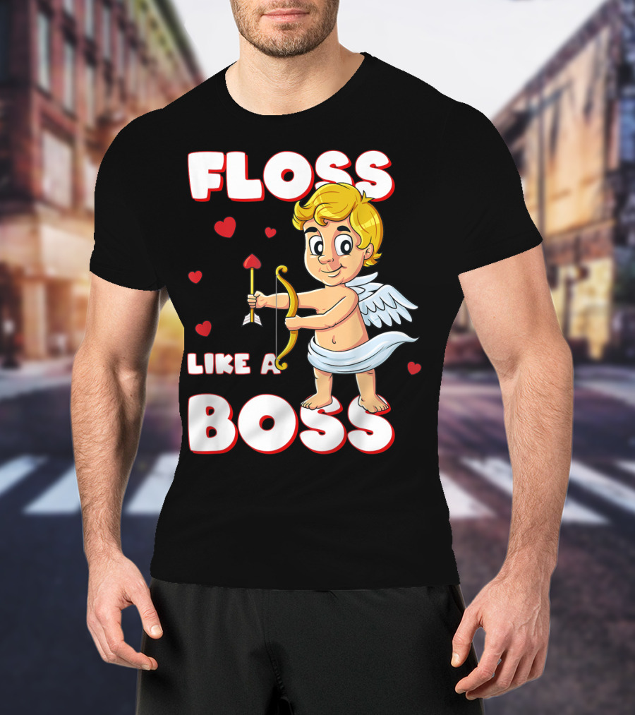 Floss Like A Boss Cupid Valentine's Day Bow Arrow Hearts T-Shirt