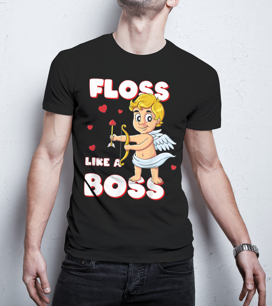 Floss Like A Boss Cupid Valentine's Day Bow Arrow Hearts T-Shirt