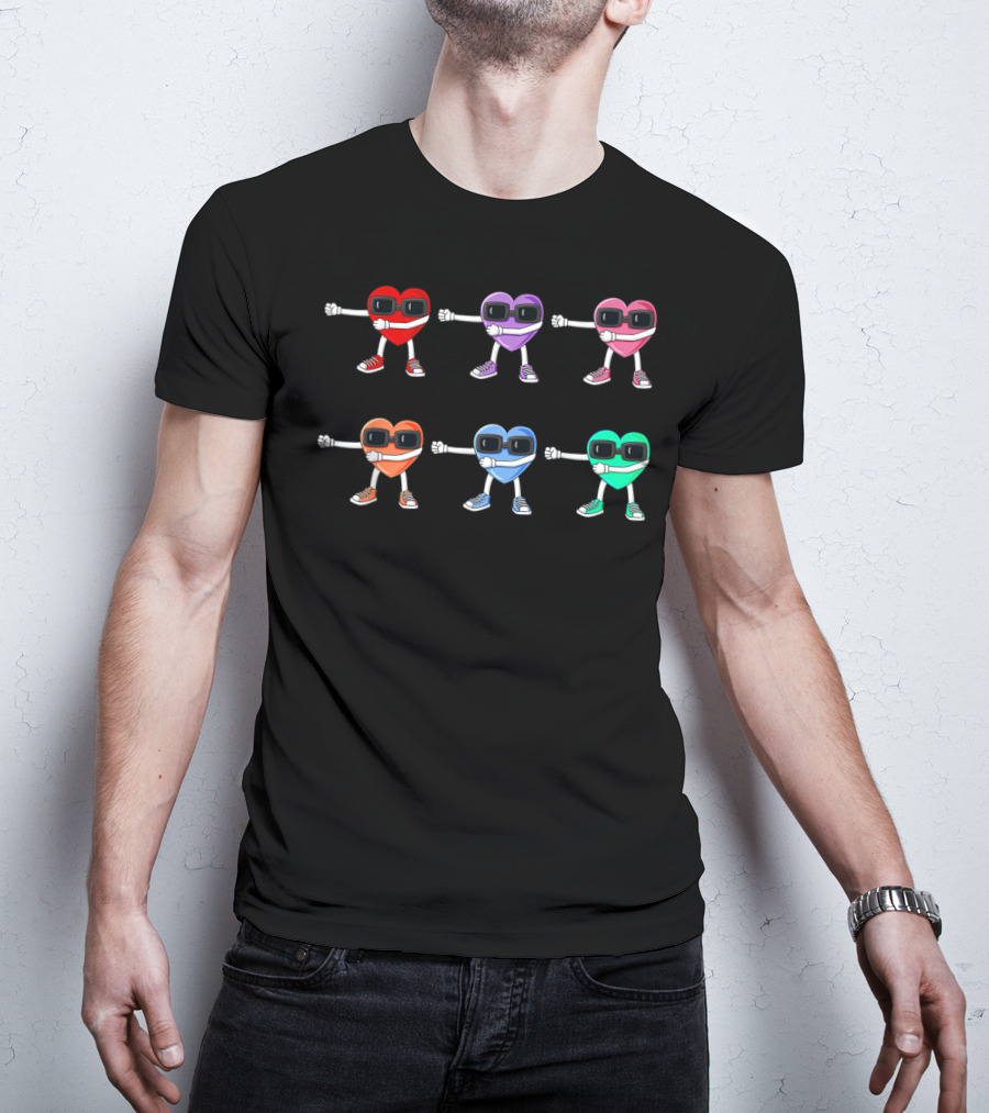 Dancing Heart Characters Flossing For Valentine's Day T-Shirt