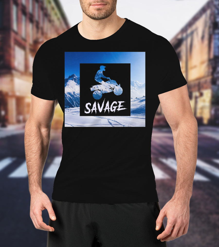 Savage Quad Bike Adventure 4Wheeler ATV In Snowy Mountains T-Shirt