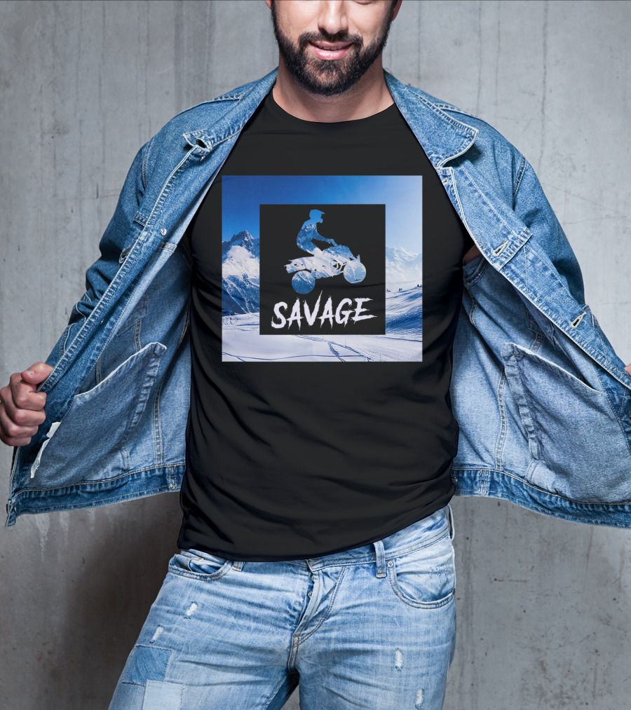 Savage Quad Bike Adventure 4Wheeler ATV In Snowy Mountains T-Shirt