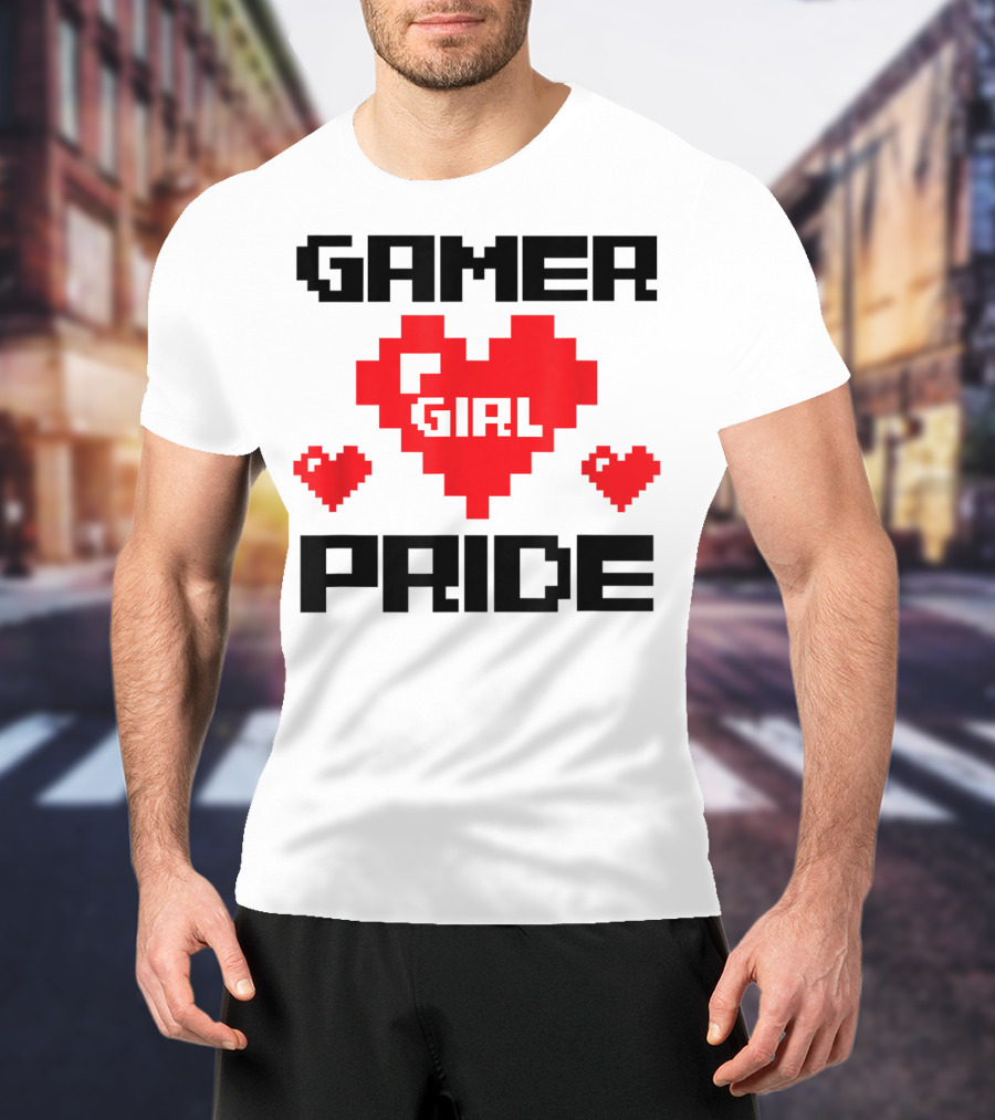Gamer Girl Pride Pixel Heart Cute Female Gaming T-Shirt