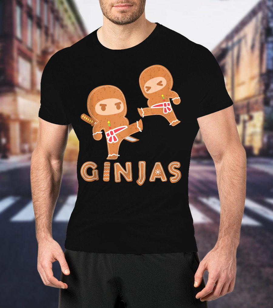 Ginjas Gingerbread Ninja Character Kung Fu Kicks T-Shirt