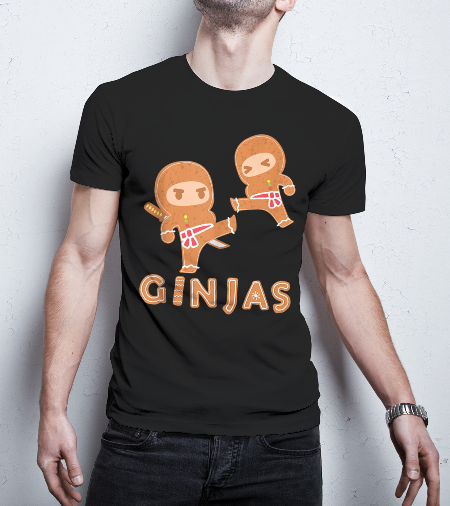 Ginjas Gingerbread Ninja Character Kung Fu Kicks T-Shirt
