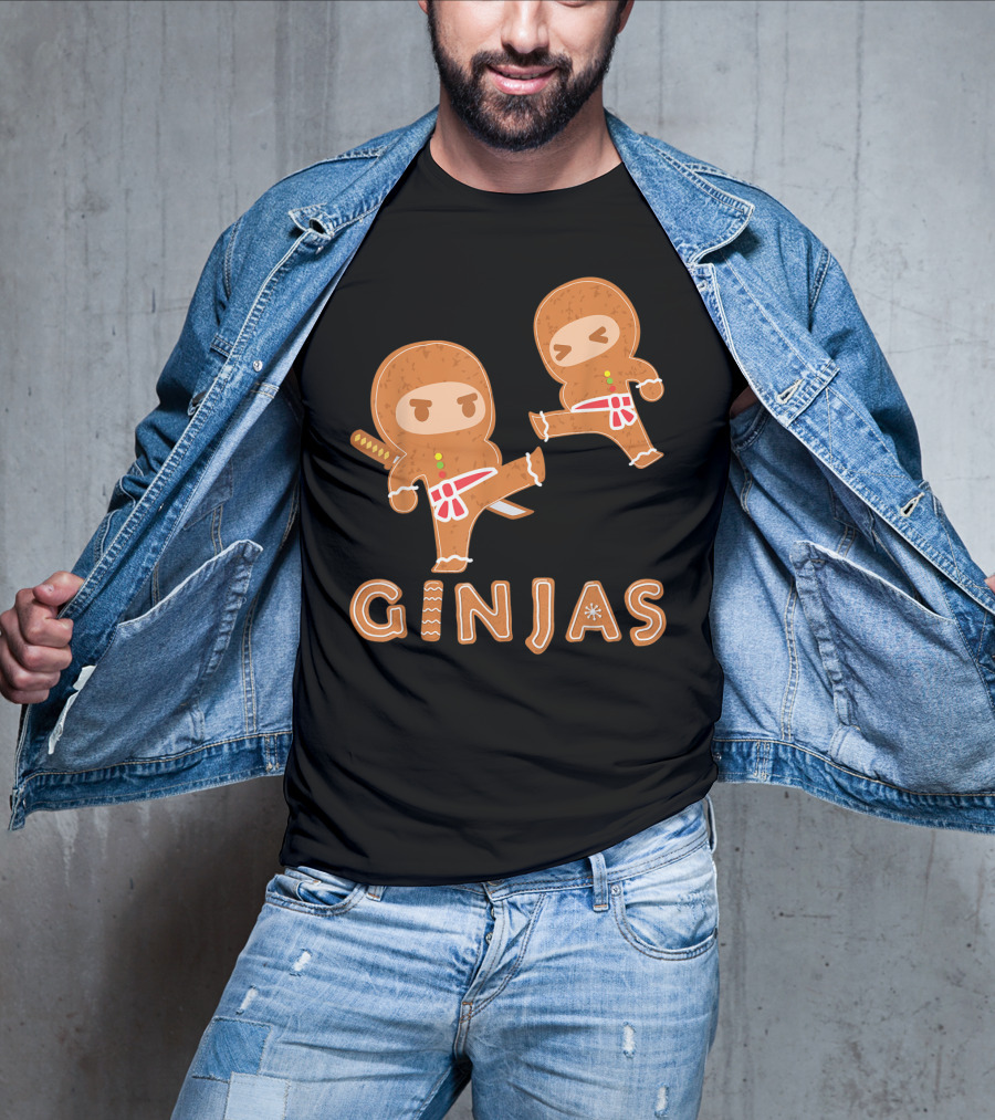 Ginjas Gingerbread Ninjas Fun Cookie Martial Arts Characters T-Shirt