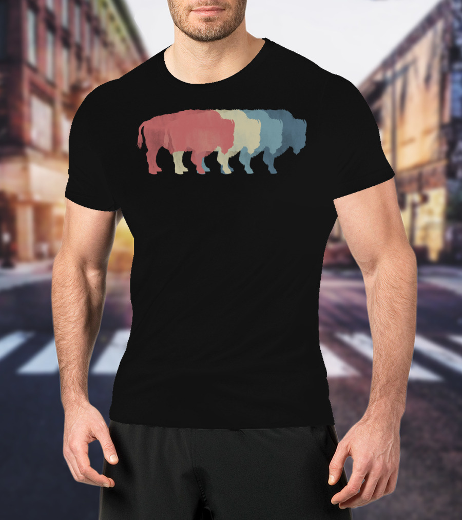 Save Buffalo Bison Colorful Silhouette Graphic 365 T-Shirt